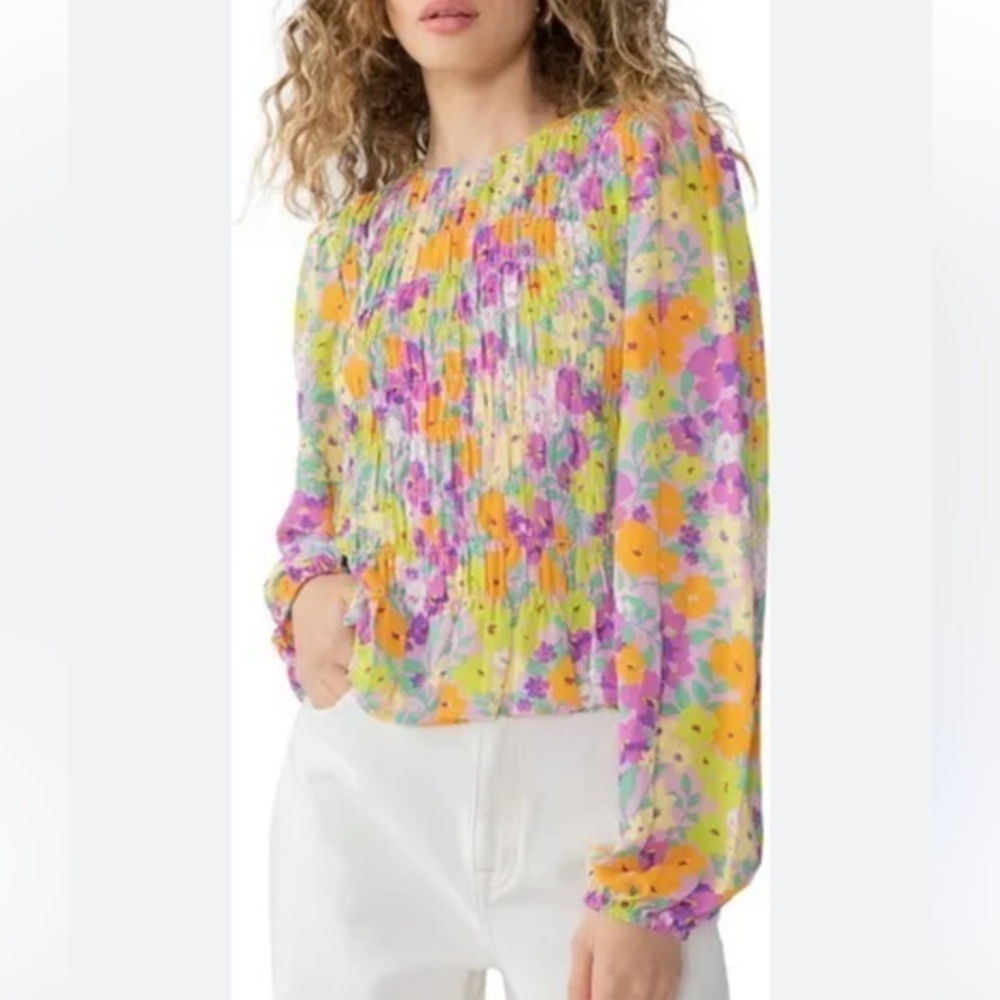 SANCTUARY Nordstrom brand Get together floral smocked top